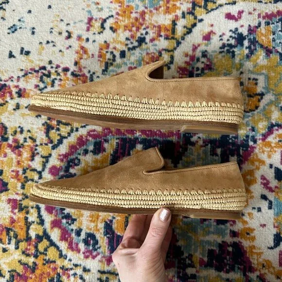 Vince Jalen Suede Leather Espadrille Loafers Womens Size 9M Roasted Cashew Boho - Picture 5 of 11